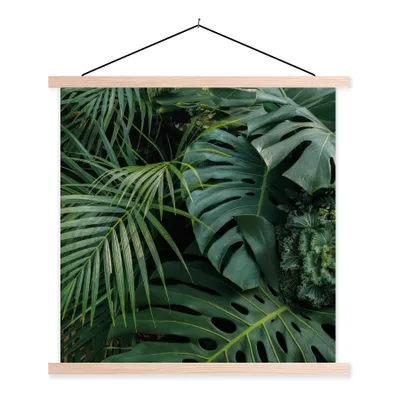 Produktbild von MuchoWow® Textilposter Pflanzen - Dschungel - Blätter - Tropisch 60x60 cm mit holzfarbenen Rahmen - Wanddekoration