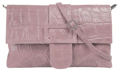 Produktbild von Damen Abendtasche rosa Snakeprint aus Rindleder mit Magnetverschluss 29x17x2,5 cm