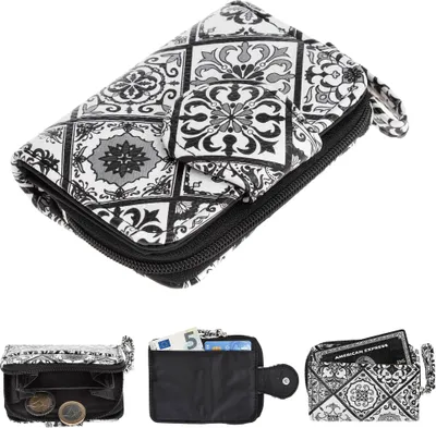 Produktbild von Geldbörse Damen Alessandro Mosaik Black & White Vintage Geldbeutel Börse Damenbörse klein 2382 Schwarz Weiss + Schlüsseletui