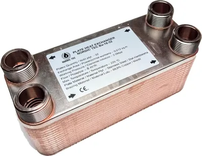 Obrázek produktu pro Nerezový deskový výměník tepla s 32 deskami, výkon 130 kW, připojení 1"