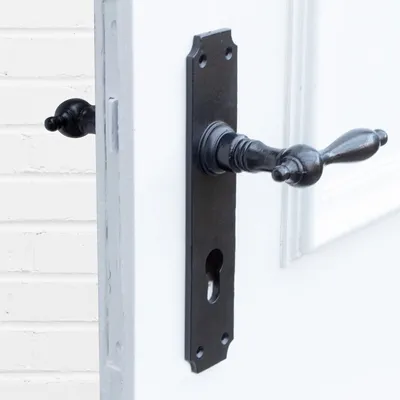 Produktbild von Drückergarnitur für Haustüren, edles Design | PZ92 | Eisen schwarz