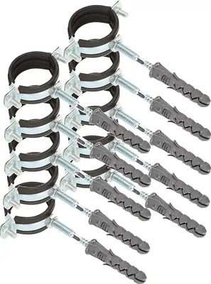 Produktbild von KOTARBAU® 10er Set Rohrschellen 6/4" Rohrbefestigung Rohrleitungsbefestigung Gelenkrohrschellen Dichtung mit Dübeln