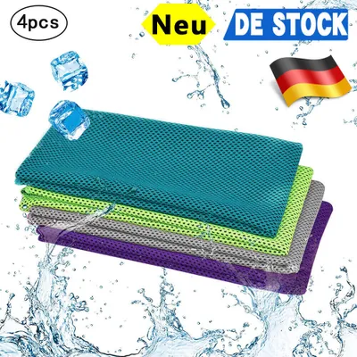 Produktbild von 4er Set Cooling Towel für Sport & Fitness, Mikrofaser Handtuch/Kühltuch als kühlendes Handtuch für Laufen, Trekking, Reise & Yoga, Airflip Cooling Towel