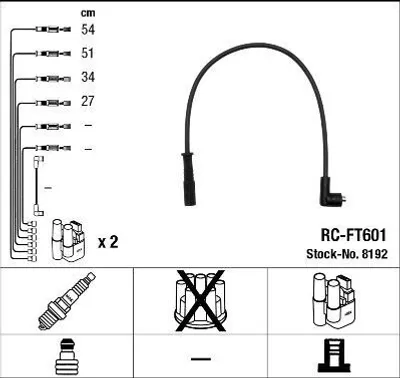 Produktbild von NGK 44283 Zündkabelsatz Zündleitungssatz für FIAT PANDA (169) Seicento / 600 Schrägheck (187) Panda Schrägheck (141) PUNTO (176) CINQUECENTO (170)