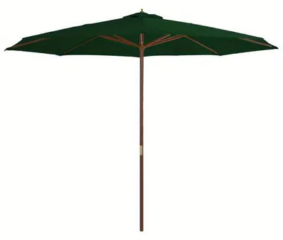 Obrázok produktu pre Slnečník – záhradný slnečník – balkónový slnečník – terasový slnečník – stojanový slnečník – 350 x 240 cm – drevená tyč – zelený