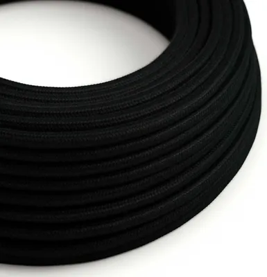 Immagine prodotto di Creative-Cables Cavo elettrico rivestito in tessuto, 2 x 0,75 mm², 1 m, Nero Carbone RC04, Rotondo, Cotone