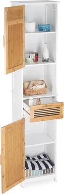 Produktbild von Kolomkast für den Badezimmerbereich - Hoch - Ständer - Schrank mit Türen