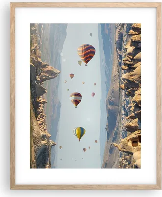 Produktbild von Gerahmtes Poster - Rahmen in heller Eiche - Surrealismus Flug Luftballons - 40x50 cm - Wand Bild - Wanddeko - Wandbilder - Kunstposter - Wandposter - Bilderrahmen - Bilder - P2NPA40x50-4454
