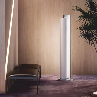 Produktbild von Casa Padrino Elektrische Luxus LED Säulenheizung Weiß / Silber H. 185,5 cm -  Italy