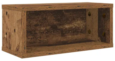 Image de Étagère de rangement pour CD, en bois recyclé, dimensions 40 x 17 x 17 cm, matériau : bois composite