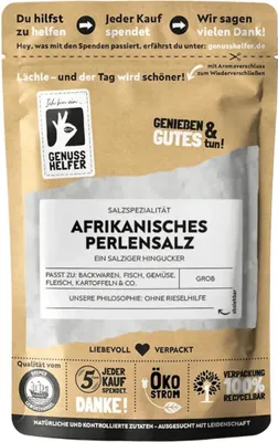 Produktbild von Afrikanisches Perlensalz, grob, Salz für die Salzmühle, afrikanisches Gewürz Salz, seltenes Edelsalz, 200g