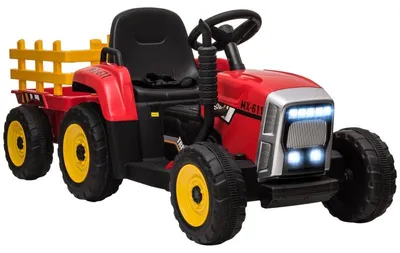 Produktbild von Kindertraktor mit Anhänger Pedalantrieb Tret-Traktor für Kinder 3-6 Jahre, Spielzeug-Fahrzeug mit EVA-Flüsterreifen & Anti-Kipp-Schutz, Rot Schwarz