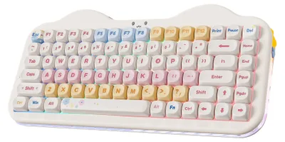 Obrázok produktu pre Mechanická klávesnica, béžová farba – rozloženie 75% – bezdrôtové pripojenie Bluetooth 5.0 a 2,4 GHz, USB-C – RGB podsvietenie