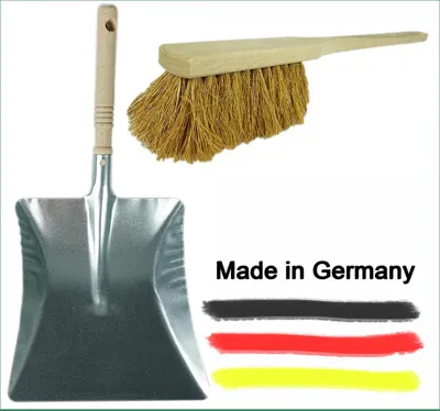 Produktbild von Novaliv Kehrgarnitur mit Handfeger Langer Stiel I 60 cm I Kokos I Kehrschaufel Set Kehrset Handkehrset