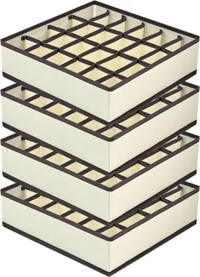 Produktbild von PolkaHome® Schubladen-Organizer 24 Fächer, 4er Set, Beige – Stapelbarer Socken-Organizer für Schubladen, Kleiderschrank, Kommode