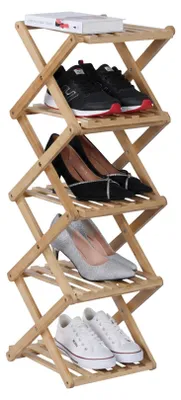 Produktbild von Faltbares Schuhregal aus Bambus - Vertikales, platzsparendes Design