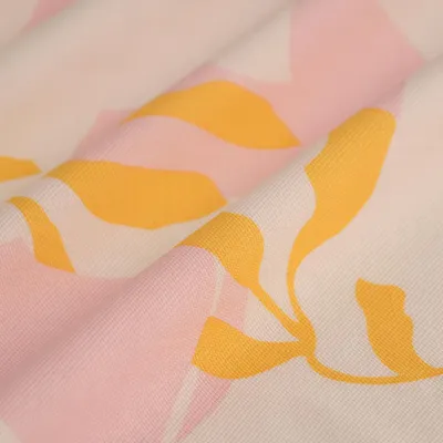 Productafbeelding van Viscose twill stof, rozenmotief, oker-ecru, 146 cm