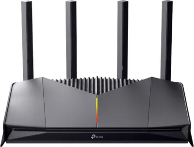 A black TP-Link Archer GE230 BE3600 WiFi7 Gaming router with four antennas, set against a white background.