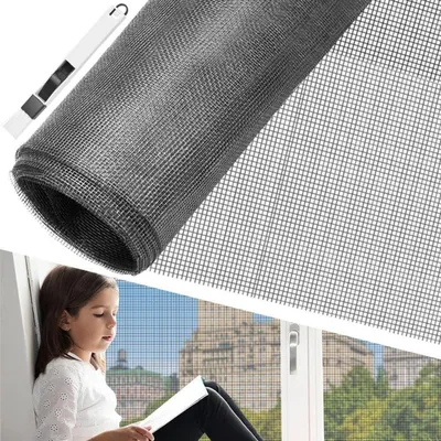 Immagine prodotto di Zanzariera in rotolo, fibra di vetro, 100x250 cm, grigia, con spazzola per vetri