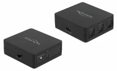 Productafbeelding van S/PDIF TOSLINK splitter, 1 ingang, 3 uitgangen, met USB-voeding, splitter en schakelaar (zwart)