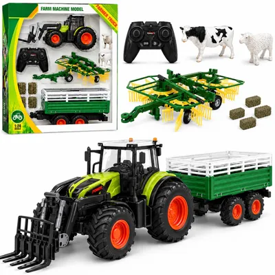 Produktbild von Ferngesteuerter Traktor RC Traktor Anhänger Heuwender 4in1 1:24 Bauernhof