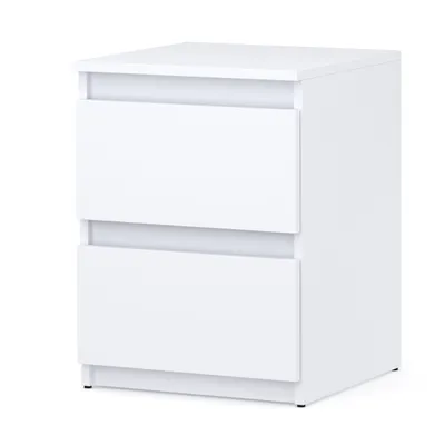 Zdjęcie produktu dla STIV Möbel | Szafka nocna Biały Mat 40x40x53,5 cm | 2 szuflady | Większy rozmiar | Minimalistyczna i uniwersalna