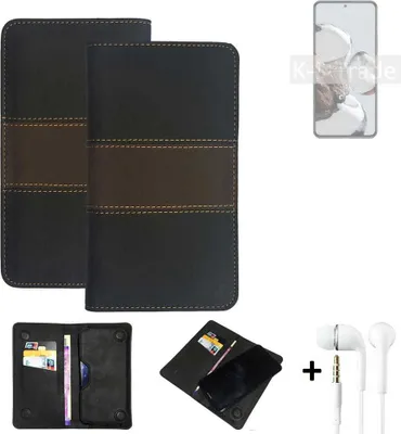 Produktbild von K-S-Trade Handyhülle + Kopfhörer kompatibel mit Xiaomi 12T Schutzhülle Walletcase Bookstyle Tasche Schutz Case Hülle Wallet Cover Kunstleder