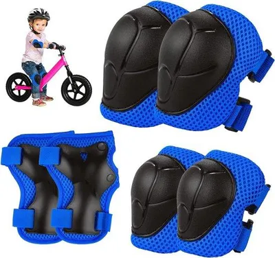 Produktbild von Famanu Schutzausrüstung Knie- und Ellenbogenschützer für Kinder 3-8 Jahre - Schwarz