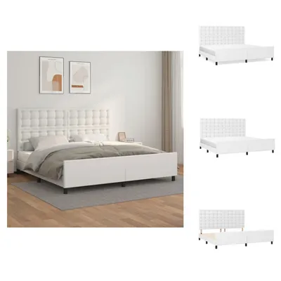 Produktbild von vidaXL Bettgestell mit Kopfteil Weiß 200x200 cm Kunstleder -  Betten & Bettgestelle