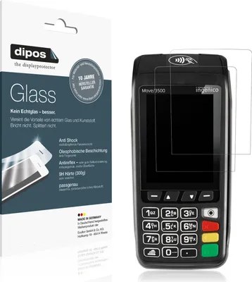 Produktbild von 2x Schutzfolie für Ingenico Move 3500 matt - Anti-Shock 9H Folie dipos Glass Kunststoffglas