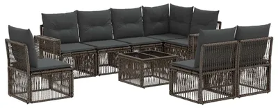 Immagine prodotto di Set Divano da Giardino 9 pcs Grigio e Grigio Scuro polyrattan