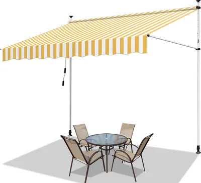 Produktbild von Jopassy Klemmmarkise Markise ohne Bohren Höhenverstellbare Balkonmarkise Sonnenmarkise Balkon 300cm Weiß Gelb