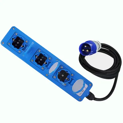Immagine prodotto di ciabatta elettrica a 3 prese Schuko 16A IP54 caravan camper barca ecc. 230V-250V con cavo e spina CEE 2 m (PA)
