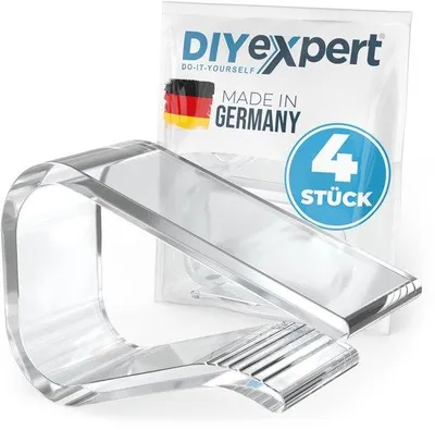 Produktbild von Set aus 4 Tischplatenaufnahmehaken für Tischplatten bis 27 mm aus transparentem Kunststoff