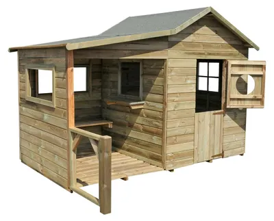 Produktbild von SOULET Spielhaus Hacienda mit Anbau Gartenhütte Holzhaus Outdoor Kinderspielhaus