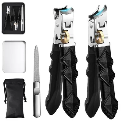 Image de Coupe-ongles professionnel, lot de 3, avec protection anti-éclaboussures, idéal pour les ongles épais