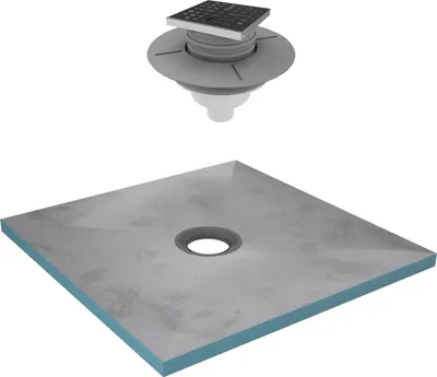 Image de Receveur de Douche à Carreler 90x90 cm avec Bondes à Sortie Verticale - Grille Inox