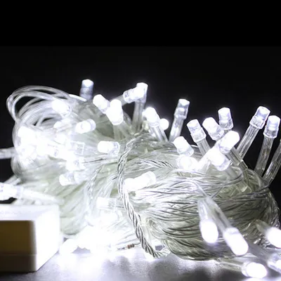 Obrázok produktu pre ISOISL Svetelné reťaze, 100 metrov, 500 LED, studená biela, 8 režimov, IP44, 31 V, biela izolácia, vhodné na Vianoce a do záhrady