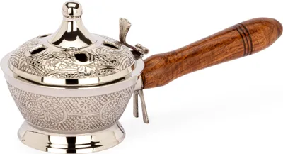 Produktbild von NKlaus 19cm Räucherpfanne Messing silber Betriebsart Räucherkohle auf Sand für Weihrauch 14002