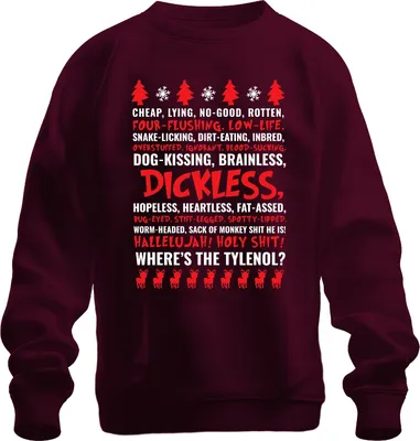Produktbild von WHERES THE TYLENOL Christmas Ugly Sweater Schöne Bescherung Griswold Uni Sweatshirt Pullover, Burgundy, S