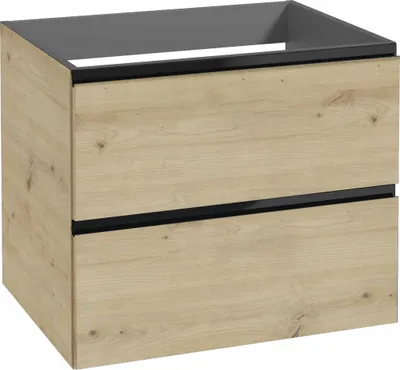 Zdjęcie produktu dla Szafka pod Umywalkę do Łazienki 60 x 50x46cm Wisząca Dąb Artisan/Czarny MDF
