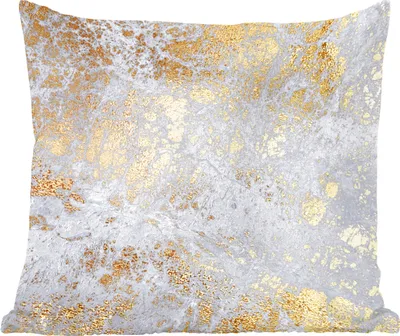 Produktbild von MuchoWow® Zierkissen Sofakissen Wohnzimmer Dekokissen 40x40 cm Marmor - Gold - Grau - Foto Kissen - Schlafzimmer Dekoration