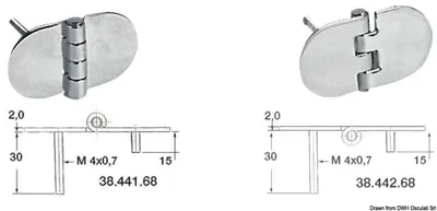 Obrázok produktu pre Záves SS s čapmi, otočný čap 68,5 × 38,5 mm Osculati 38.442.68