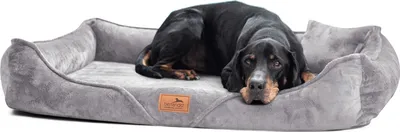 Produktbild von tierlando® Orthopädisches Hundebett TYSON | Kuschelig flauschiges XXL Hundesofa - Größe: 130x100cm | Farbe: 06 Grau