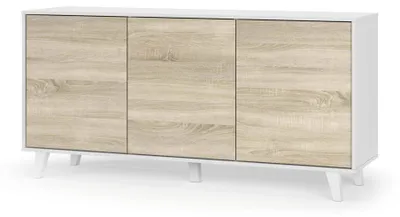 Obrázok produktu pre Komoda s 3 dvierkami, moderná komoda do kuchyne a skrinka do obývačky s poličkami, 154x40x75 cm