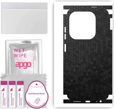 Produktbild von apgo Rückseite + Seiten Schutzfolie, Skin, kompatibel mit Tecno Spark 20, Hinten Displayschutzfolie aus Vinylfolie, kratzfest, einfache Montage - Schwarze Honigwabe