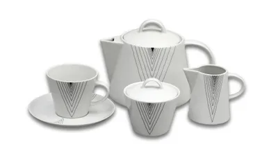 Obrázok produktu pre Čajová súprava Thun Tom, karlovarský porcelán, sivé špičky, 15 kusov