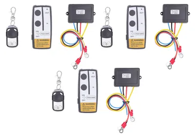 Image de 3 pièces : télécommande sans fil universelle pour treuil électrique, comprenant 3 récepteurs et 3 télécommandes
