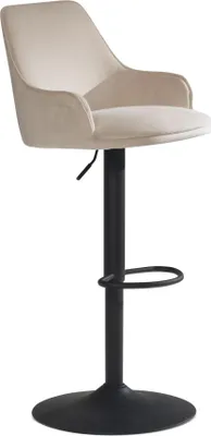 Produktbild von WOHNLING Barhocker Samt Beige Hocker mit Lehne 86 106 cm Küchenhocker Höhenverstellbar Modern 100 kg Barstuhl Tresenhocker mit Metall-Trompetenfuß