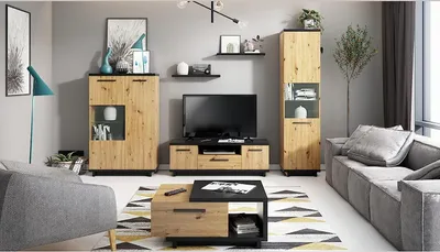 Produktbild von DESIGN MÖBEL Wohnzimmermöbel Set 2 – TV-Schrank, Lowboard, Hängeschrank & Sideboard INEZ – Fernsehtisch, Kommode